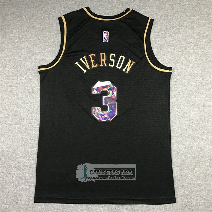 Camiseta Golden Edition Philadelphia 76ers Allen Iverson NO 3 2021-22 Negro